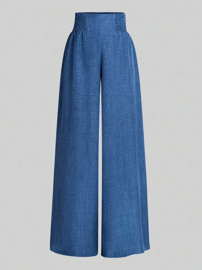 Plus Size Women's Casual Wide Leg Pants Women Solid Color Stretch Summer Fashion Season Comfort Fit Pants