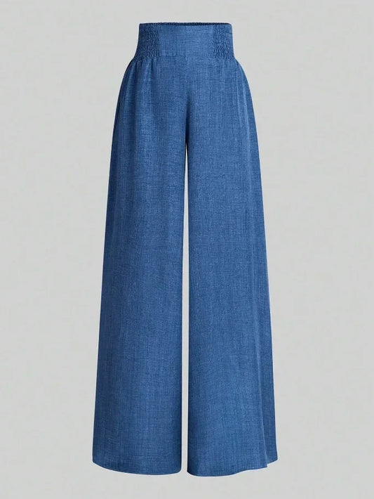 Plus Size Women's Casual Wide Leg Pants Women Solid Color Stretch Summer Fashion Season Comfort Fit Pants