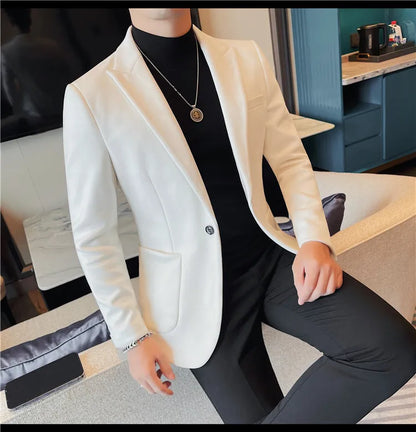 Classics Autumn Winter Suede Suit Jackets Fashion New Solid Slim Fit Business Office Social Blazer Wedding Top Mens Clothing 4XL