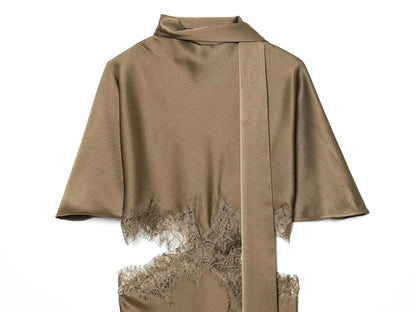 Elegant Sexy Chic Women Mini Dress Asymmetrical Scarf Collar Dress Fashion 2026 Spring Summer Holiday Night Out Dress