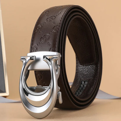 New 3.4cm fashion Women's Belt Formal Leather Canvas Male Belt High Quality Metal Automatic Buckle business Belt for men jeans