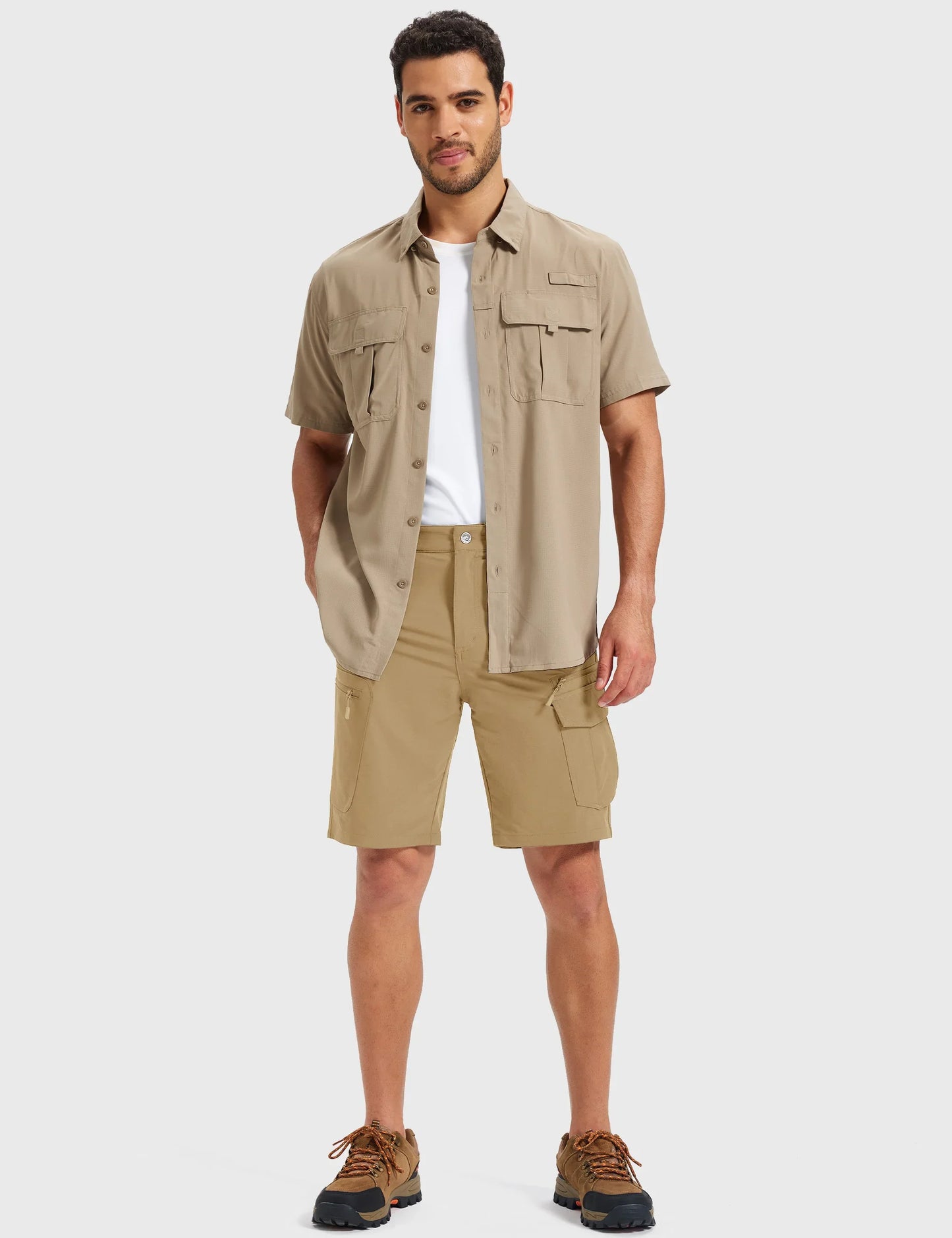 UPF 50+ Hiking Cargo Shorts with 7 Pockets Men 9" Quick Dry Lightweight Nylon Shorts Outdoor Work Shorts Fishing Casual