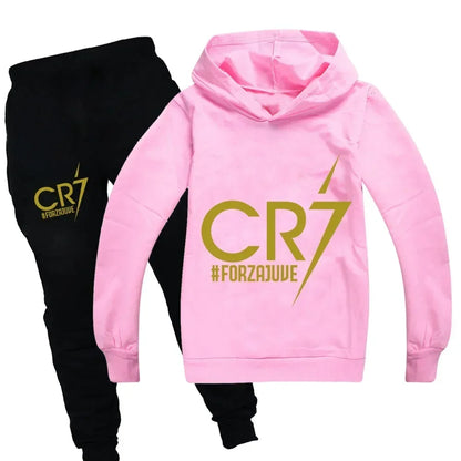 Spring Autumn Tracksuit Football CR7 Print Kid's Clothes Hoodie+Pants Suit 2pcs Set Boy Girl 3-12 Years Children Holiday Gifts