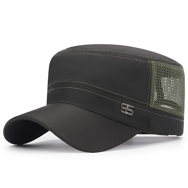 military cap flat top hat men's baseball hat spring summer men's outdoor sunshade mesh hat