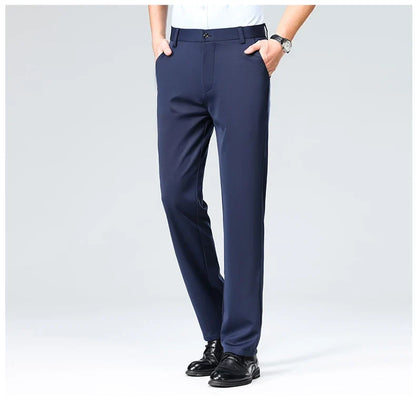 Men Suit Pants Light Thin Elastic Slim Fit Dress Pants Business Solid Casual Straight Leg Trouser Men Clothing Oversize 29-42