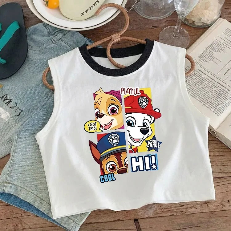 2026 Summer Children's Casual Outfits PAW Patrol Printed Boys Plaid Shorts Sets Kids Sleeveless Vest Bottom Two Piece New