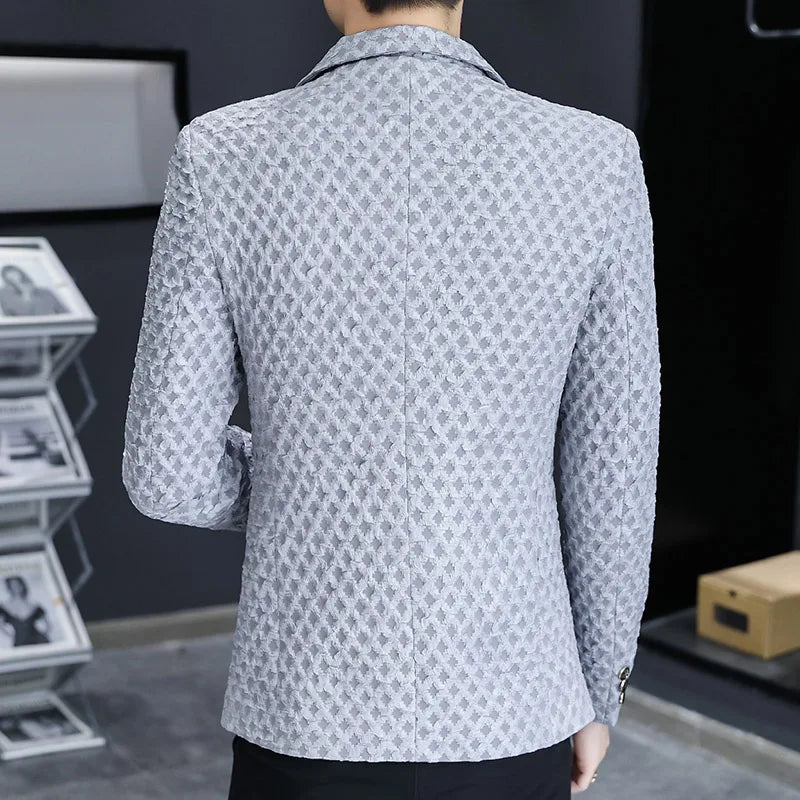2024 Autumn New Fashion Handsome Men Business Leisure Banquet Shopping Slim-fit Korean Suit  Costume Croisé Homme  Blazer