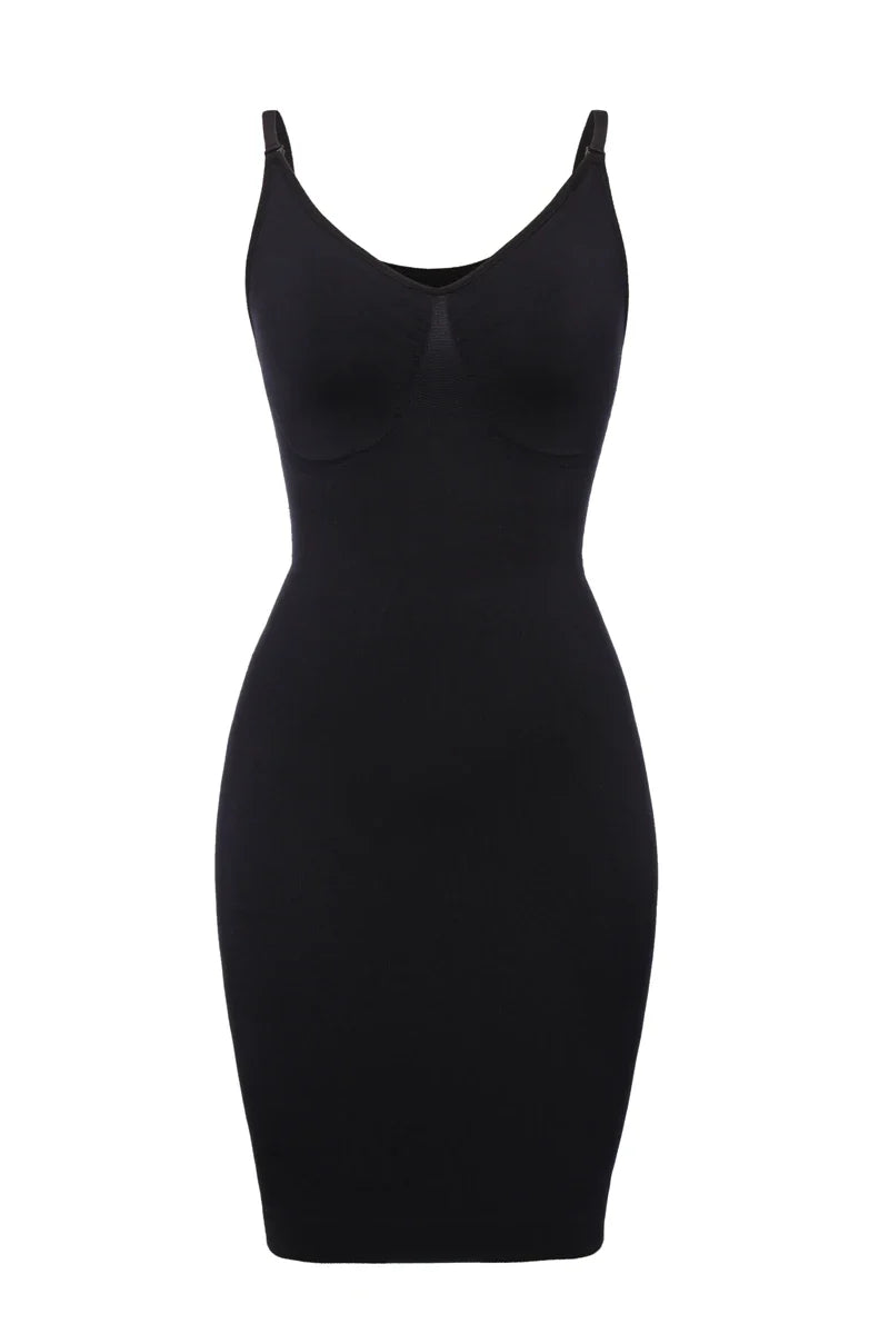 Sexy Full Slip Shapewear Women Dress V Neck Bodycon Underwear Smooth Compression Body Shaper Slimming Waist Abdomen Belly Corset