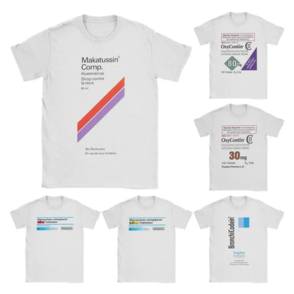 Men T-Shirts Makatussin Comp 80ml Label Vintage Cotton Tee Shirt Short Sleeve Funny T Shirts Crewneck Clothes Summer