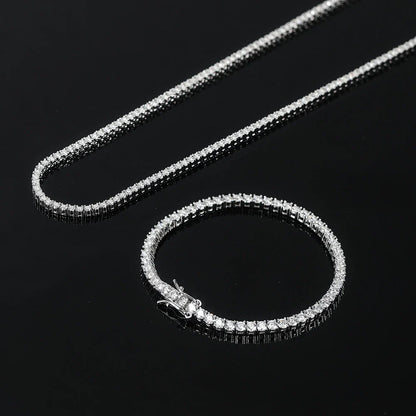Classic Moissanite Diamond Tennis Necklace for Women 2/3/4mm 925 Silver Original GRA Certified Clavicle Chain MON01