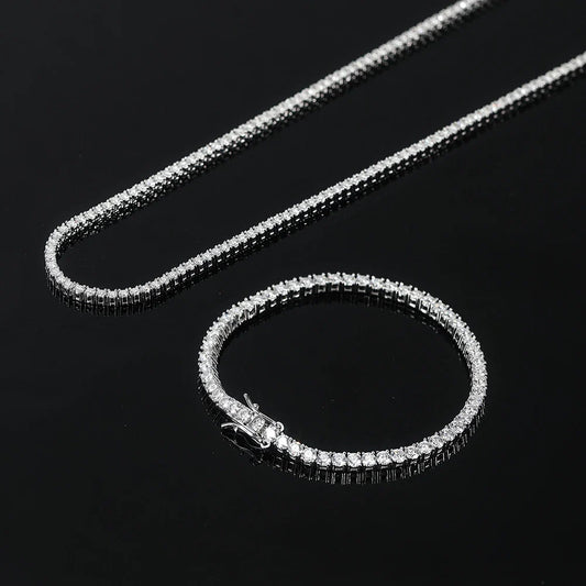 Classic Moissanite Diamond Tennis Necklace for Women 2/3/4mm 925 Silver Original GRA Certified Clavicle Chain MON01