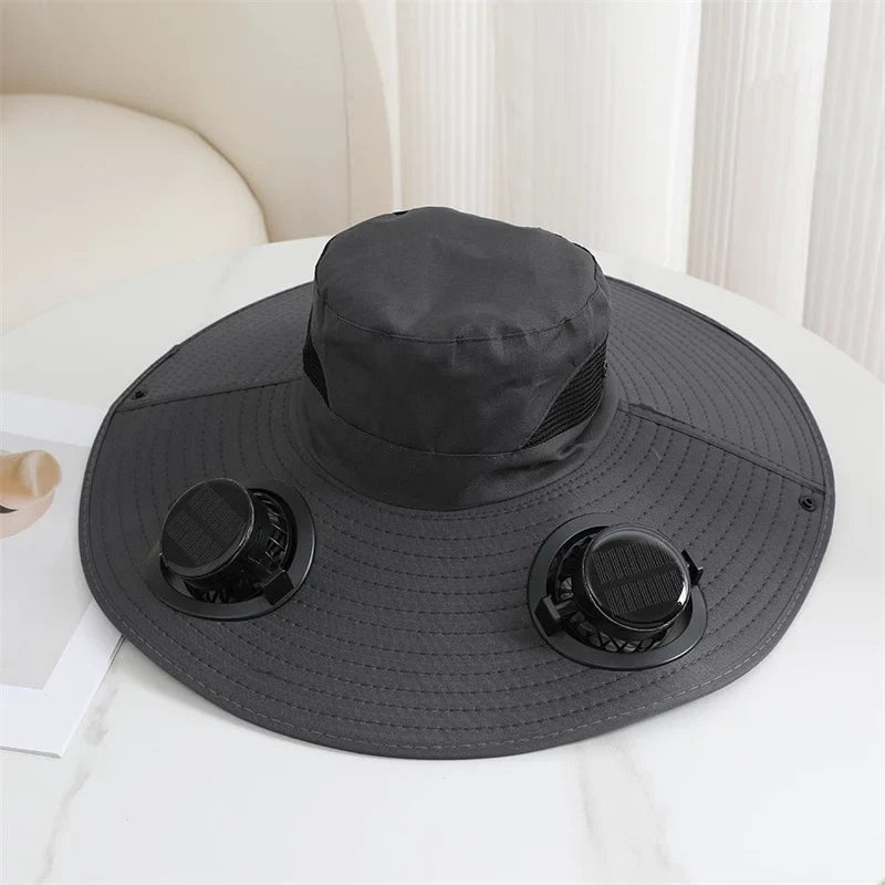 Summer For Outdoor Camping Fishing Hiking Sunscreen Fisherman Hat Solar Fan Cap Portable Solar Charging Cap with Fan Men Women