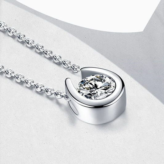 U-type Horseshoe Pendant Moissanite Necklace Certified 1CT D-Color VVS1 Lab Diamond 925 Sterling Silver Chain For Women Jewelry