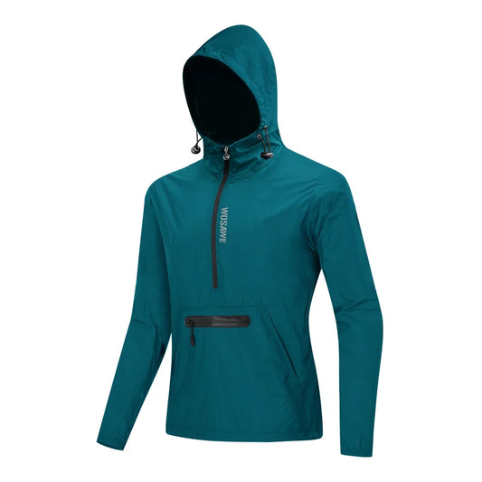 Spring Men Bike Windbreaker Water Repellent Half Zip Jacket Pullover Packable Windproof Hooded Cycling Jacket