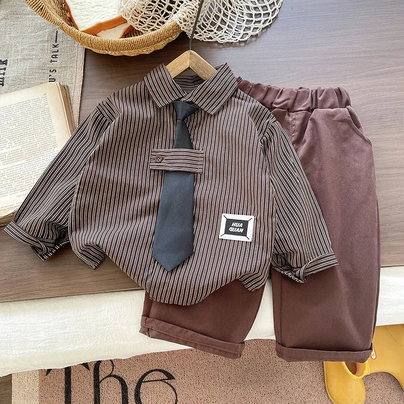 Spring Autumn Baby Boys Clothes Suits Children Long Sleeved Shirt Pants 2Pcs/Sets Infant Striped Casual Costume Kids Tracksuits