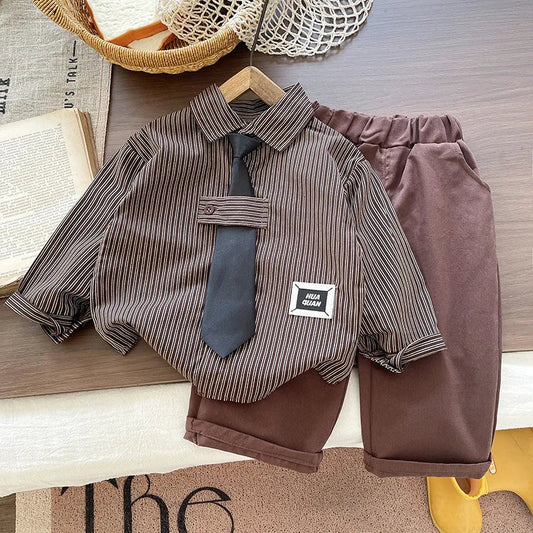 Spring Autumn Baby Boys Clothes Suits Children Long Sleeved Shirt Pants 2Pcs/Sets Infant Striped Casual Costume Kids Tracksuits