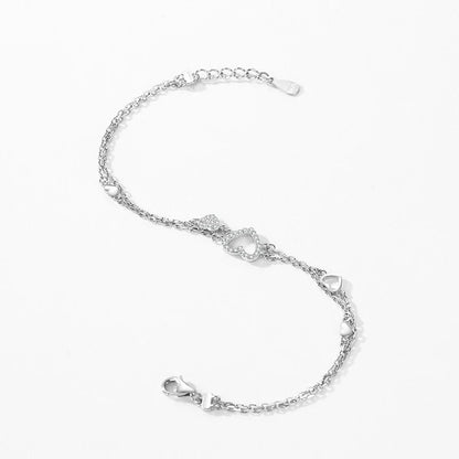 925 Sterling Silver Romantic Heart Bracelet Original Design Dazzling Clear CZ Bracelet For Women Silver Fine Jewelry