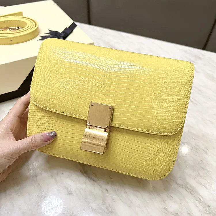 New Women Small Box Bag Single Shoulder Handbag Solid Fashion Brand Cow Split Leather Flap Tofu Bags Ladies Sling Messenger Bag