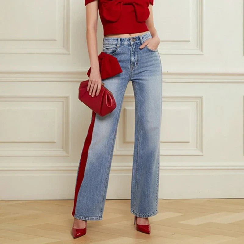 Women's Fall Winter Going Out Jeans 2025 New Stylish Elegant Bow-embellished Blue Leisure Fashion Pants for Ladies