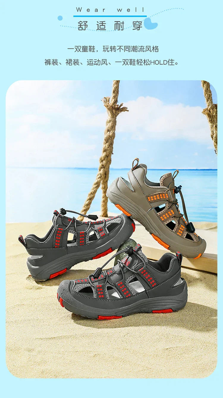 Summer New Children's Outdoor Beach Sandals Anti slip and Wear Resistant Mountaineering Shoes Fashion Casual Breathable Sandals