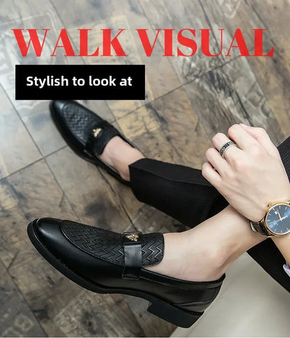 Men's Business Casual Shoes Autumn British Style Pointed Toe Formal Leather Shoes Easy to Wear Black Suit Wedding Shoes
