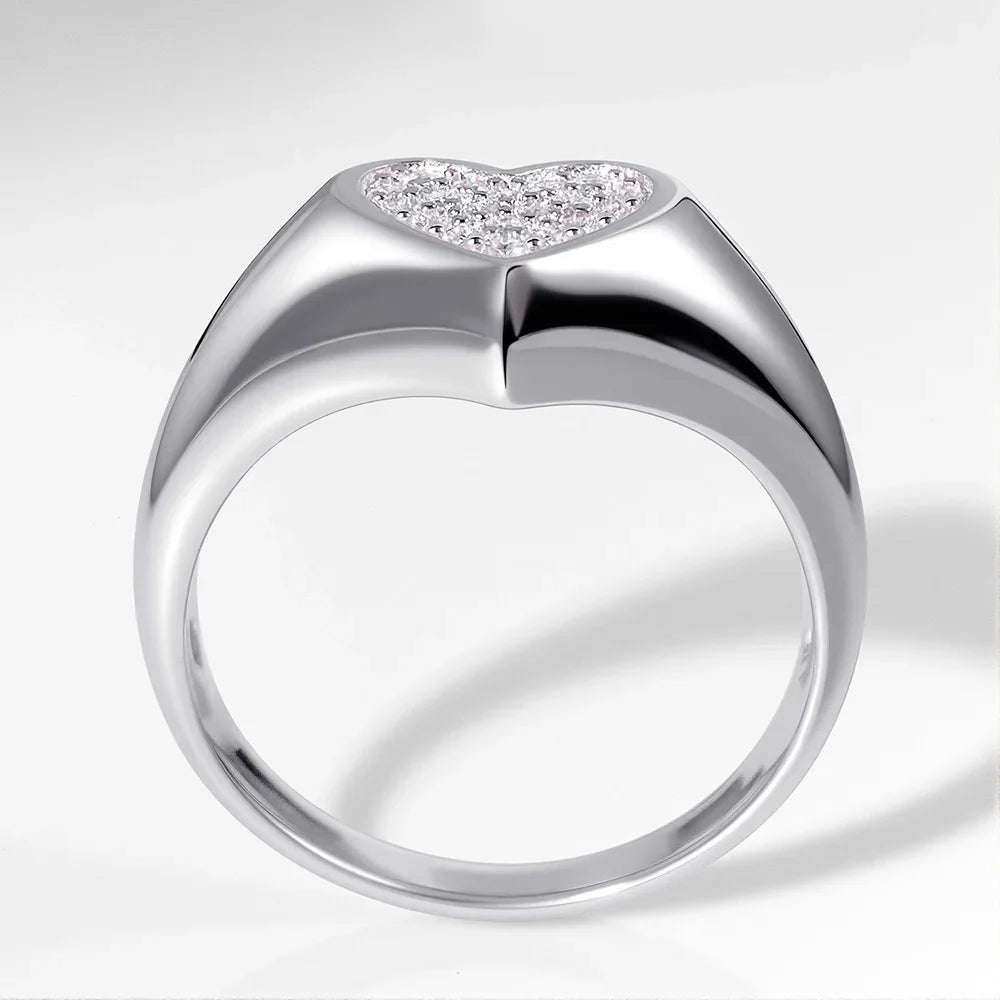 D VVS1 Heart Moissanite Engagement Ring 925 Sterling Silver Plated 18k White Gold Diamond Rings for Women Brithday Gift