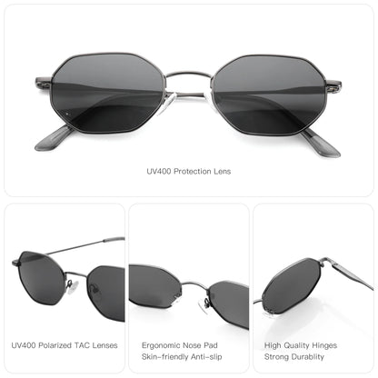 Retro Small Polygon Polarized Sunglasses Women Metal UV400 Sun Glasses Men Anti-Glare UV400 Goggles Driving Eyewear