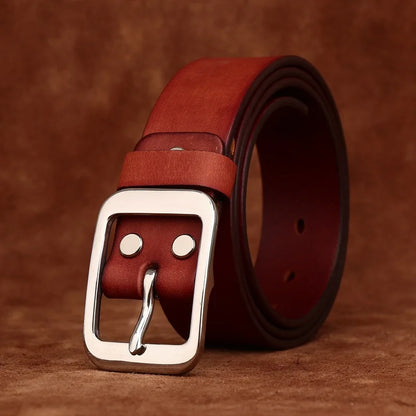 3.8CM Pure Cowhide Stainless Steel Needle Buckle Genuine Leather Casual Jeans Belt Men High Quality Luxury Male Strap Cintos