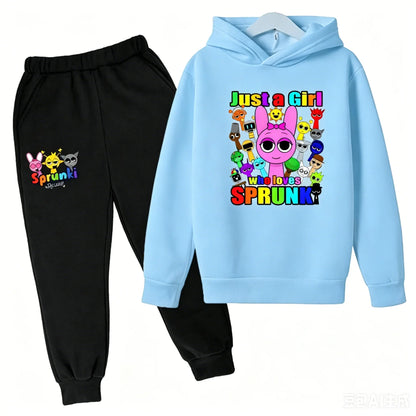 Sprunki Kids Clothes Hoodie+pants Age 2-12 Boy Girl Incredibox Anime Figures Sweatshirt Spring Autumn Pullover for Children Sets
