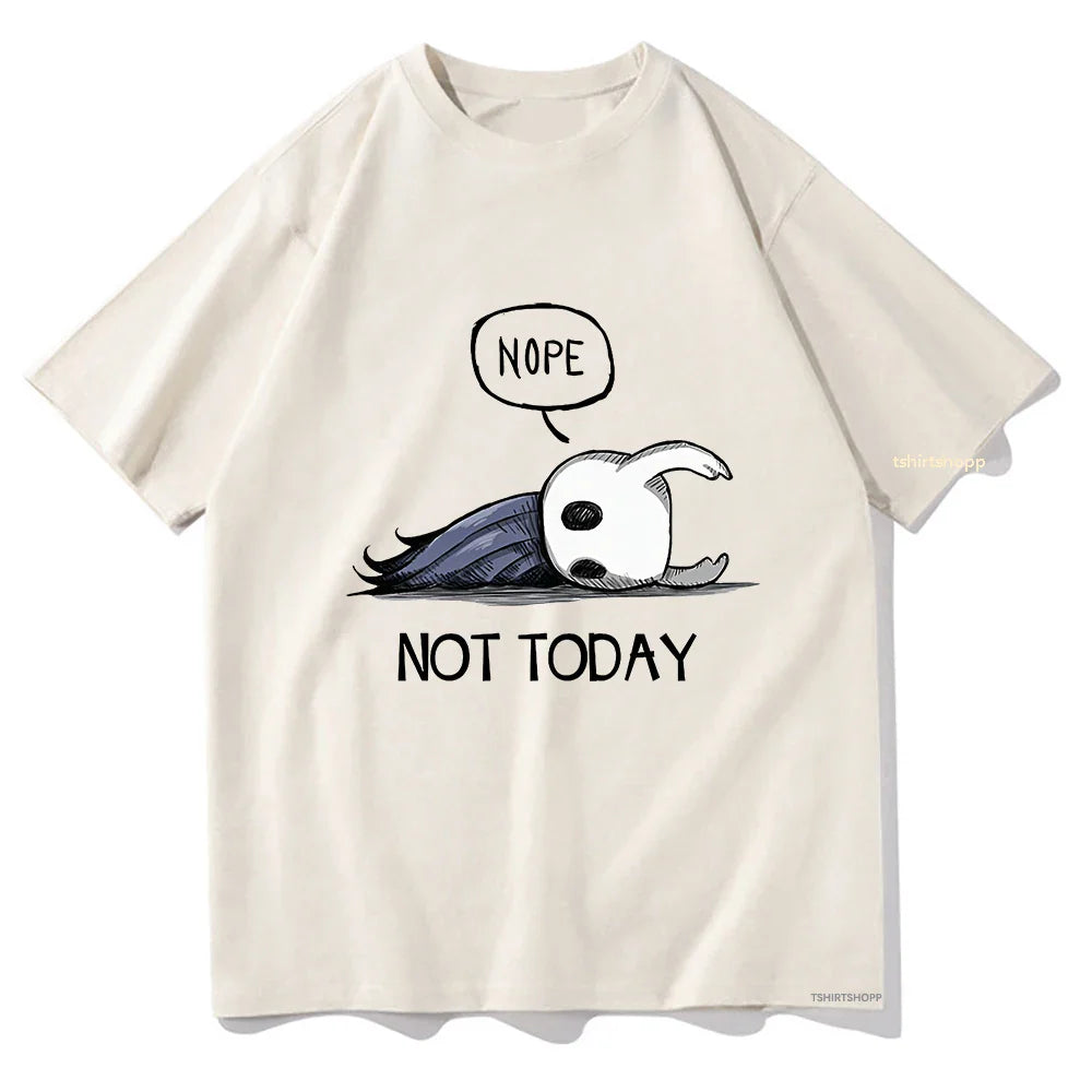 No not today. T-shirt anime Hollow Knight men Harajuku Aesthetic short-sleeved top 100% cotton T-shirt retro streetwear