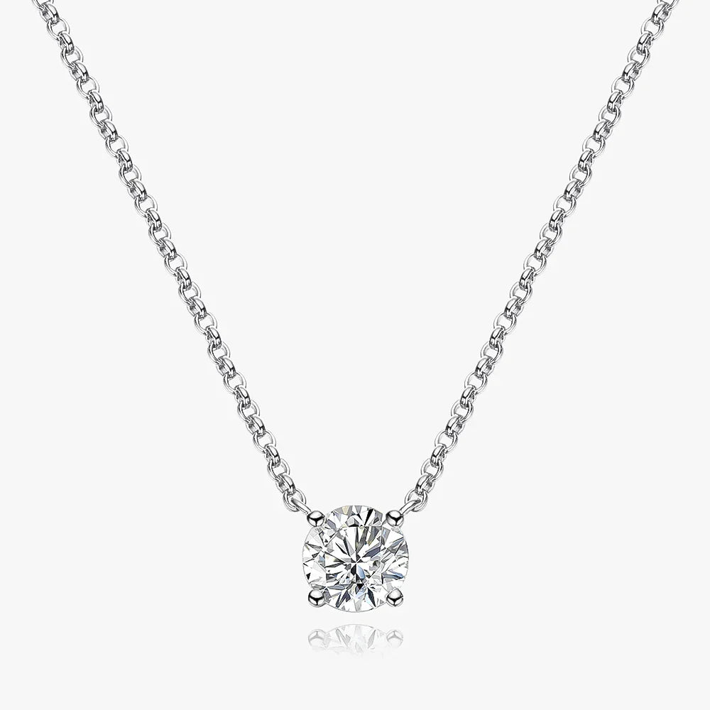 1ct/6.5mm Moissanite Diamond Pendant Necklace With  Certificates 100% 925 Sterling Silver Plated 18k Gold Neckchain For Women