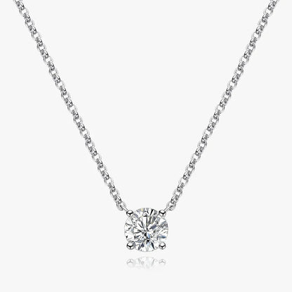 1ct/6.5mm Moissanite Diamond Pendant Necklace With  Certificates 100% 925 Sterling Silver Plated 18k Gold Neckchain For Women