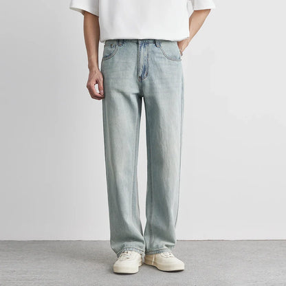 Straight Jeans Summer 2025 New Thin Retro Loose Casual Fashion Wide Pants Straight Pants Large Size Jeans 25-36