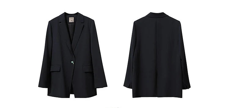 Women's Jacket 2026 Autumn New Commuter Button Shoulder Pad Suit Loose Anti-wrinkle Medium And Long Blazer Top 12611021