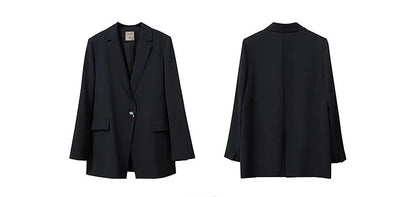 Women's Jacket 2026 Autumn New Commuter Button Shoulder Pad Suit Loose Anti-wrinkle Medium And Long Blazer Top 12611021
