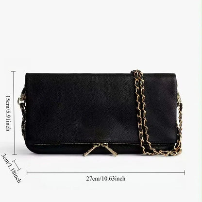 Luxury Design Bag for Women Fashionable Black Leather Ladies Crossbody Bag 2026 New Style Retro Single Shoulder Envelope Bag