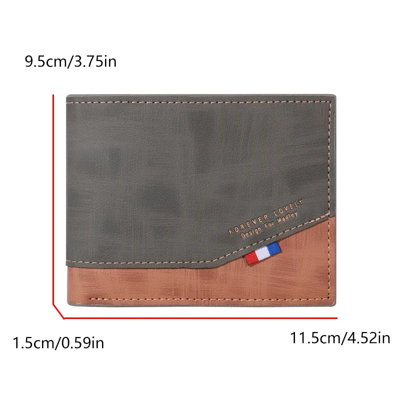 Men's high-capacity leather wallet, small multi slot photo wallet for coins, vintage wallet