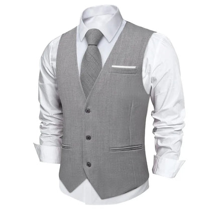 Fashion Men Vest Blue Single Breasted V Neck Solid Waistcoat For Wedding Birthday Party Prom Business Daily Casual Men Suit Vest
