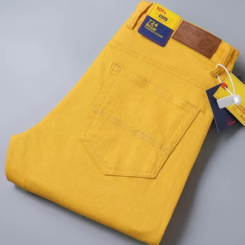 5 Colors 98% Cotton Stretchy Jeans Men's Mid-waist Straight Pencil Denim Trousers Brand Clothing Personality Fashion Male Pants