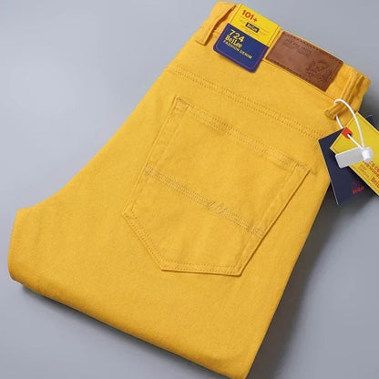 5 Colors 98% Cotton Stretchy Jeans Men's Mid-waist Straight Pencil Denim Trousers Brand Clothing Personality Fashion Male Pants