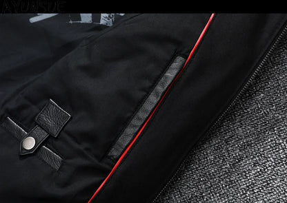 Mens Leather Jacket Autumn Men Clothing Handsome Motorcycle Jackets Two Colors Short Coats Kurtka Męska Skórzana Slim