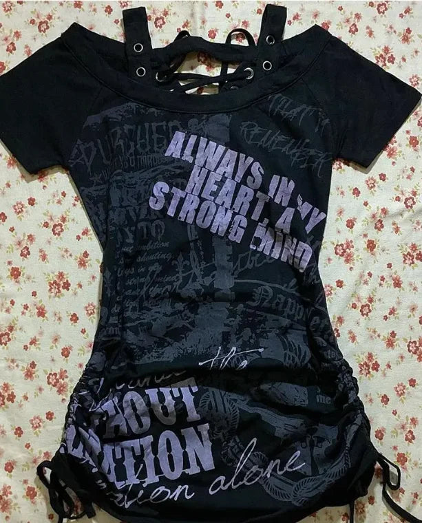 Summer Japanese Retro Hollow Out Design Clothing Women Y2k Tees Punk Slim Short Sleeve T-shirt Gothic Harajuku Zipper Tops New