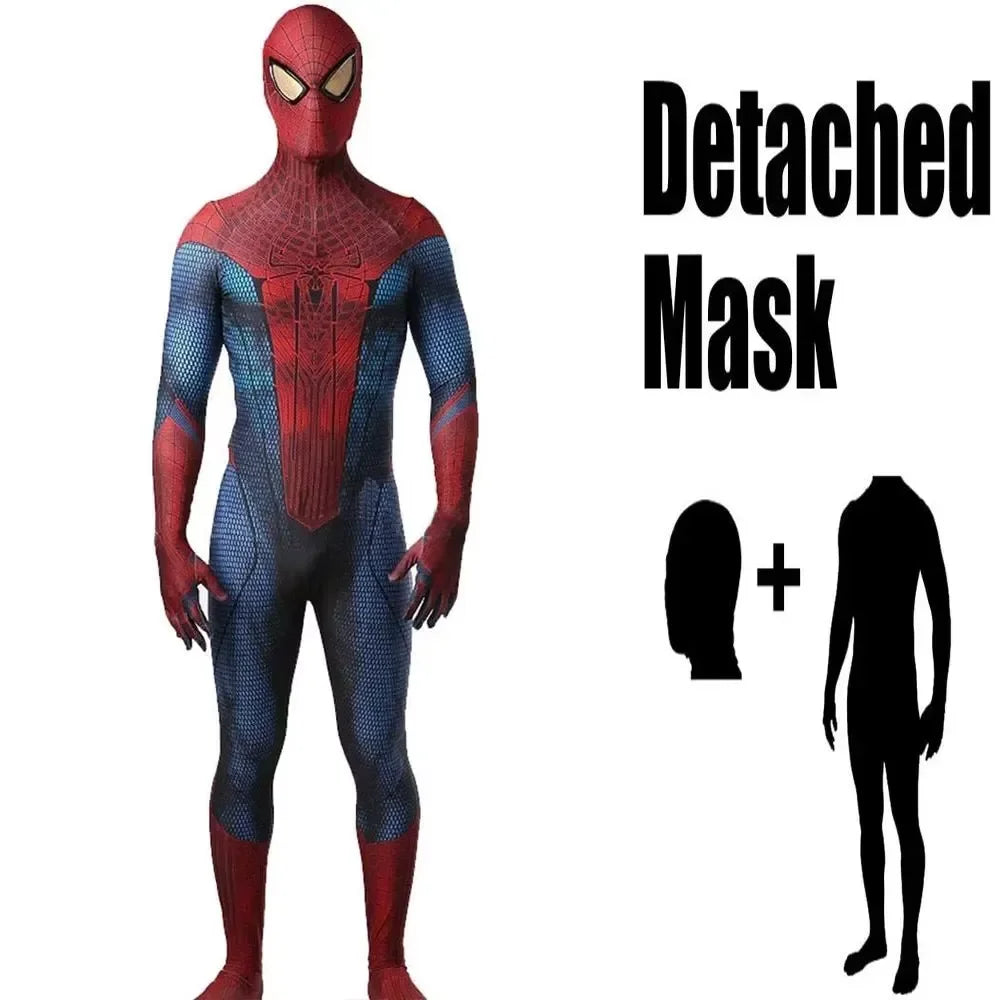 Halloween Men Adults TASM 1 Spider Cosplay Costume The Amazing SuperHero Zentai Suit Bodysuit Man Party Jumpsuit
