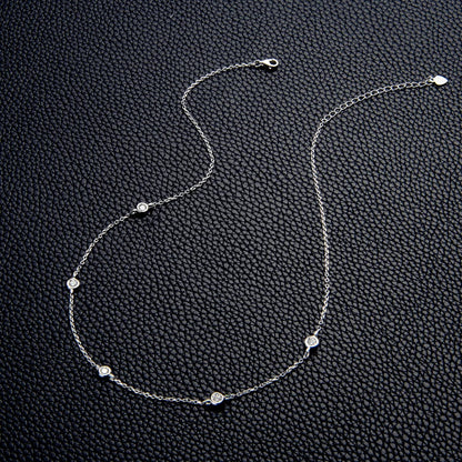 925 Sterling Silver Necklaces Round Cut 2.5mm/4mm Bezel Moissanite Choker Necklace for Women Multilayer Neck Jewelry