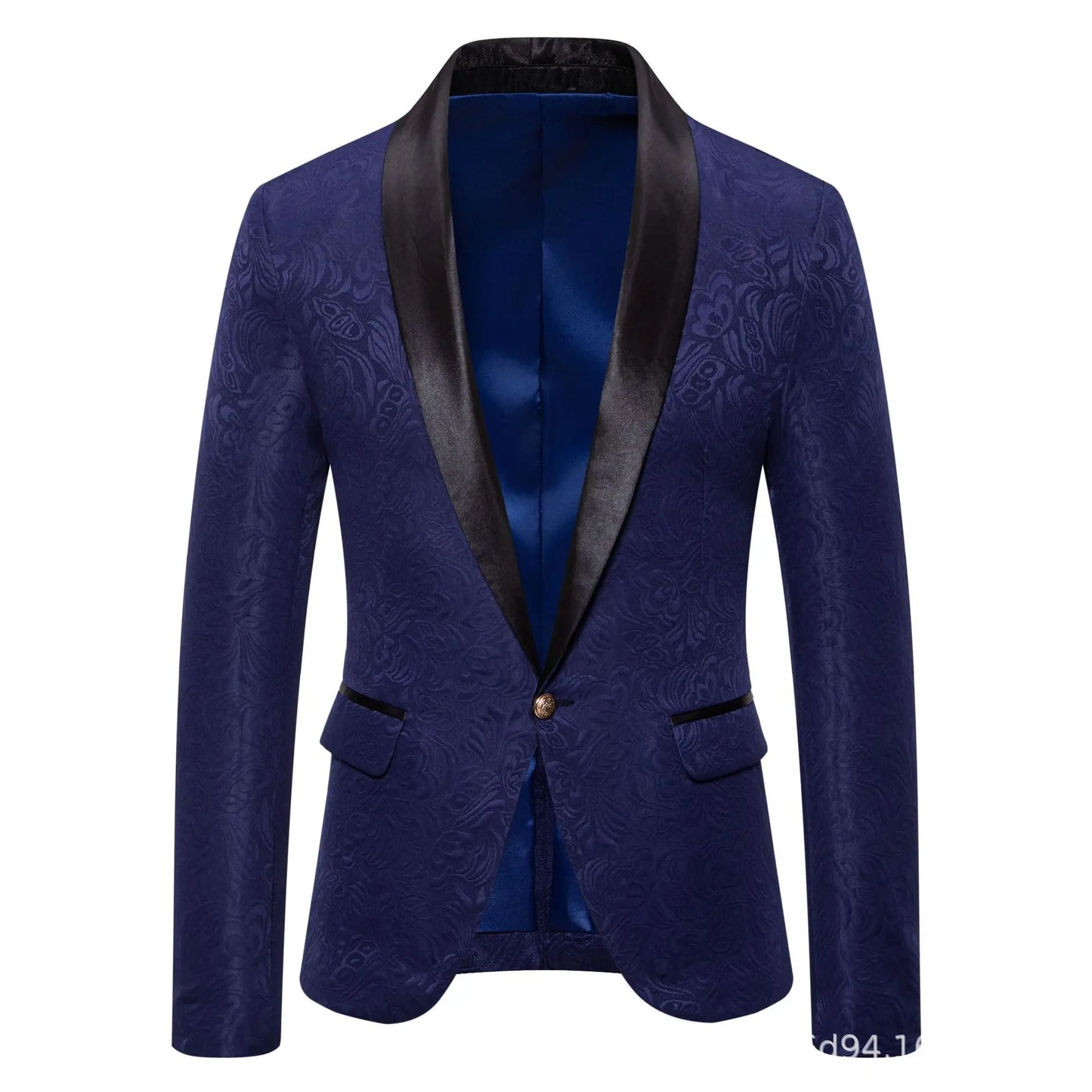 Men's Red Long-sleeved Suit Jacket, Black Collar Single-button Formal Coat, Available in Blue, Purple, Green, and White Blazers