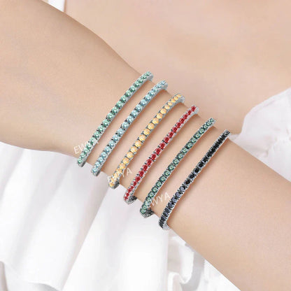 Full 3/4/5/6.5MM D Color Blue Green White Moissanite Tennis Bracelet for Men Women S925 Silver All Diamond Link Bracelets