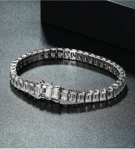 Bracelets en moissanite taille émeraude 5*7mm 1ct pour femmes et hommes, en argent S925, bracelet diamant de laboratoire, bijoux fins pour mariage et soirée