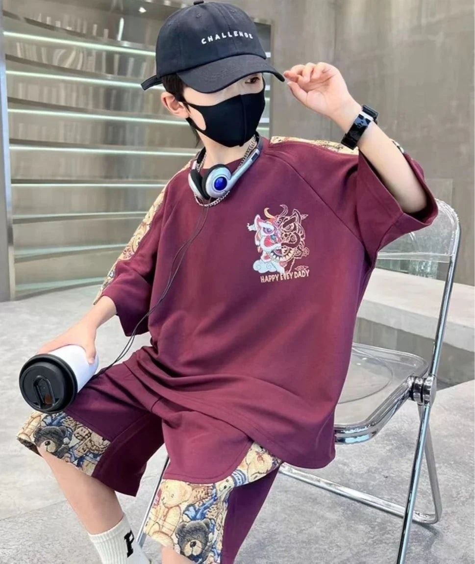 Plus Size Children's Clothing Boys From 4 T-shirts 7 12 Years Baby Summer Clothes Kids Boy Suit 2025 Top Outdoor Korean T-shirt