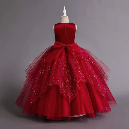 Fashion Children Princess Dress Lace Sleeveless Flower Girl Dresses for Weddings Summer Kids Girls Party Dress 3-15 Years