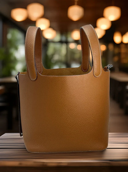 22 CM Large size Top Quality Bucket Bags Women's Bag Lady Luxury Designer High End Bag TC Cowhide Golden Sliver